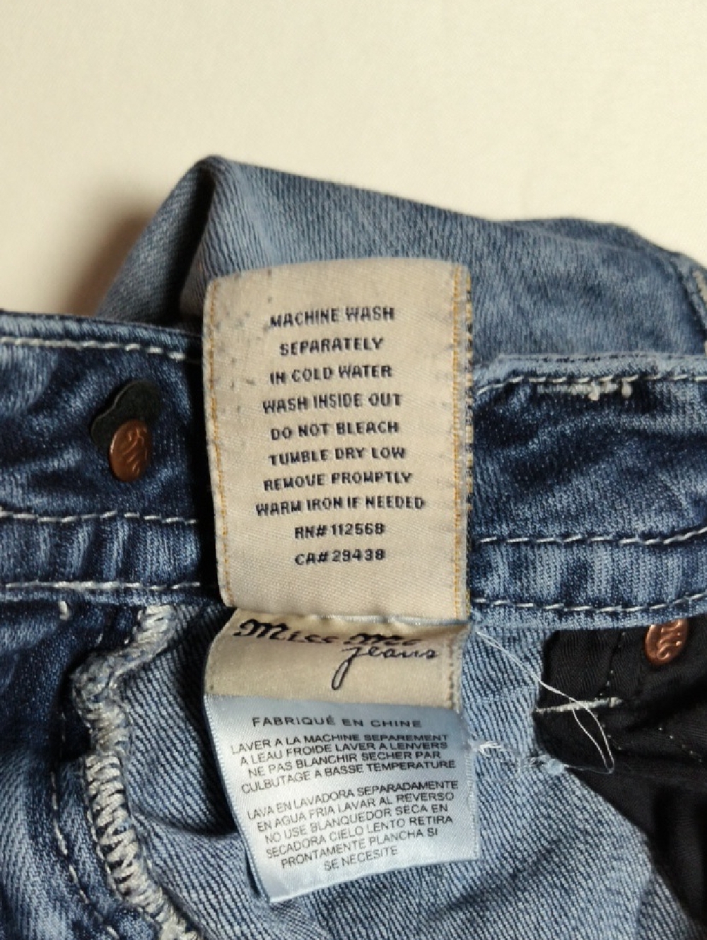 Miss Me Jeans Size 28x35 Faded Embellished Bootcut, Low-rise Contrast Itching. - Picture 14 of 15